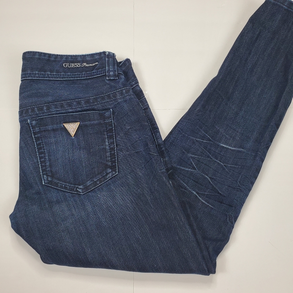 Guess Premium Jeans Denim Daredevil Skinny 27 Distressed Destroyed Whiskered